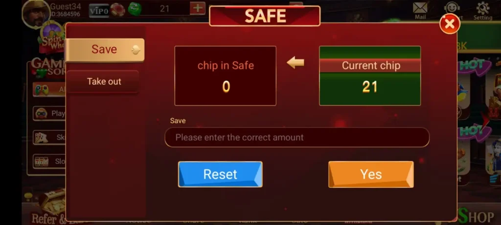 3 Patti Bingo Game Safe locker